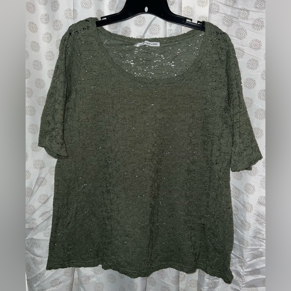 Maurices Dark Green Lace Short Sleeve Top